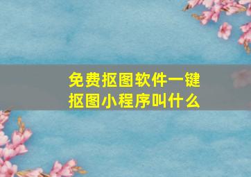 免费抠图软件一键抠图小程序叫什么