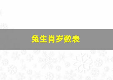 兔生肖岁数表