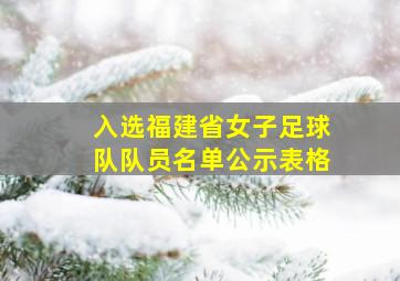 入选福建省女子足球队队员名单公示表格