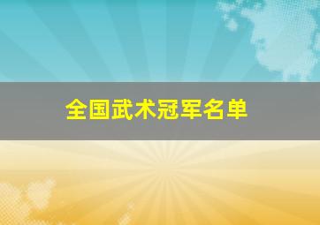 全国武术冠军名单