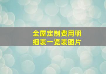 全屋定制费用明细表一览表图片