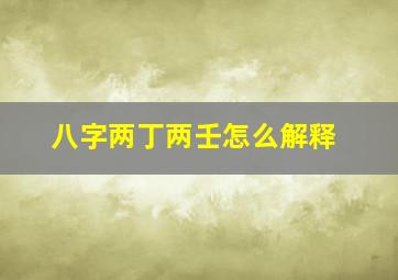 八字两丁两壬怎么解释