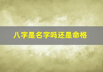 八字是名字吗还是命格