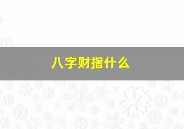 八字财指什么