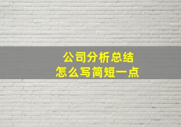 公司分析总结怎么写简短一点