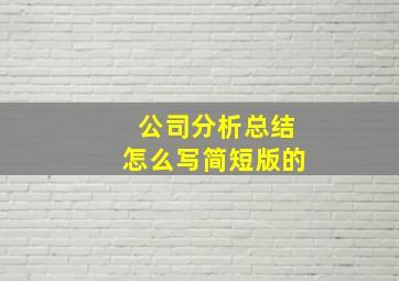 公司分析总结怎么写简短版的