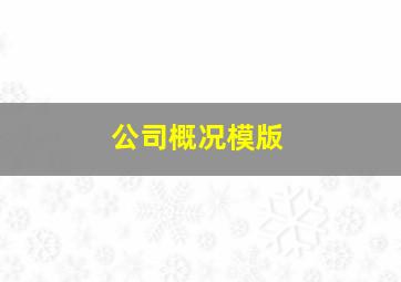 公司概况模版