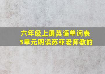 六年级上册英语单词表3单元朗读苏菲老师教的