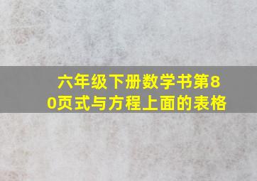 六年级下册数学书第80页式与方程上面的表格