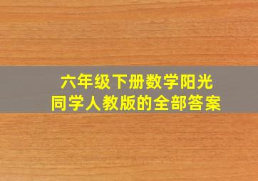 六年级下册数学阳光同学人教版的全部答案