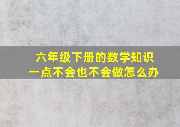 六年级下册的数学知识一点不会也不会做怎么办