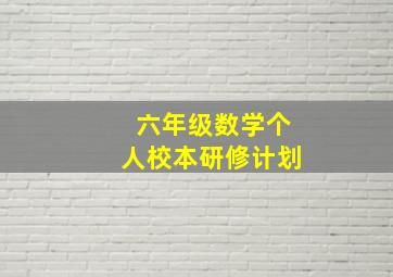 六年级数学个人校本研修计划