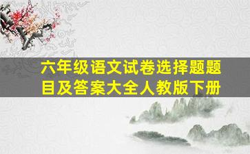 六年级语文试卷选择题题目及答案大全人教版下册