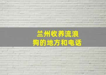 兰州收养流浪狗的地方和电话