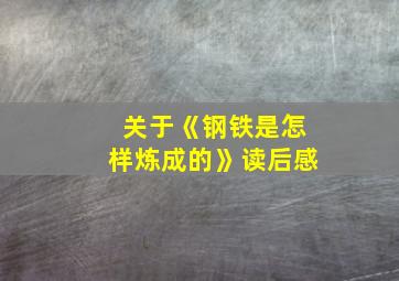 关于《钢铁是怎样炼成的》读后感