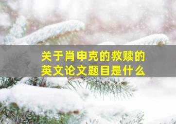 关于肖申克的救赎的英文论文题目是什么