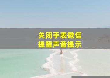 关闭手表微信提醒声音提示