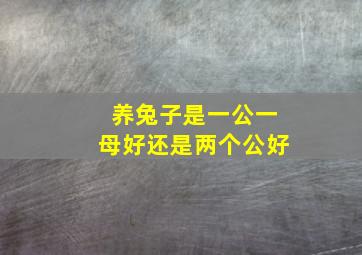 养兔子是一公一母好还是两个公好