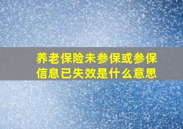 养老保险未参保或参保信息已失效是什么意思