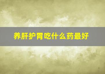 养肝护胃吃什么药最好