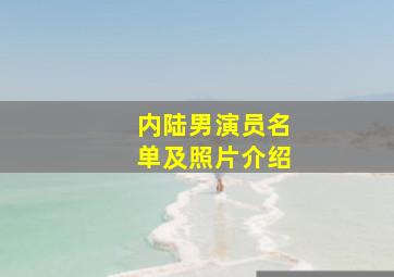 内陆男演员名单及照片介绍