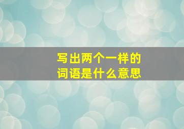 写出两个一样的词语是什么意思