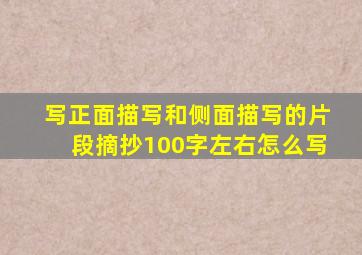 写正面描写和侧面描写的片段摘抄100字左右怎么写