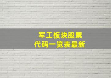 军工板块股票代码一览表最新