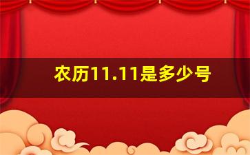 农历11.11是多少号