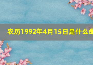 农历1992年4月15日是什么命