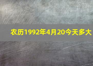 农历1992年4月20今天多大