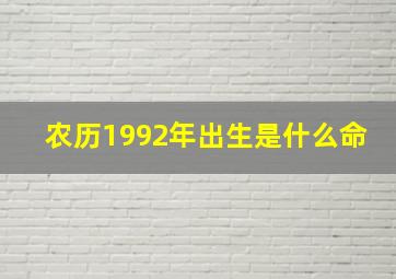 农历1992年出生是什么命