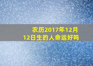 农历2017年12月12日生的人命运好吗