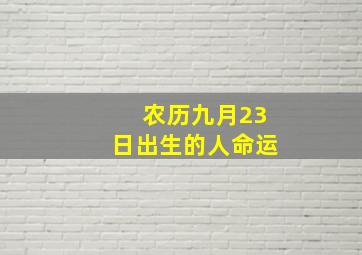 农历九月23日出生的人命运