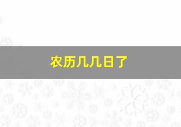 农历几几日了