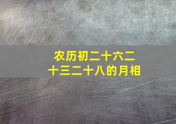 农历初二十六二十三二十八的月相