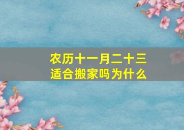 农历十一月二十三适合搬家吗为什么