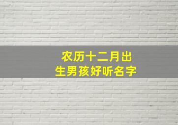 农历十二月出生男孩好听名字