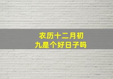 农历十二月初九是个好日子吗