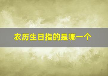 农历生日指的是哪一个