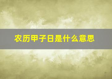 农历甲子日是什么意思