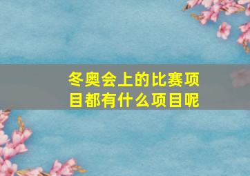 冬奥会上的比赛项目都有什么项目呢