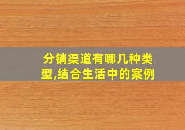 分销渠道有哪几种类型,结合生活中的案例