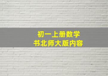 初一上册数学书北师大版内容