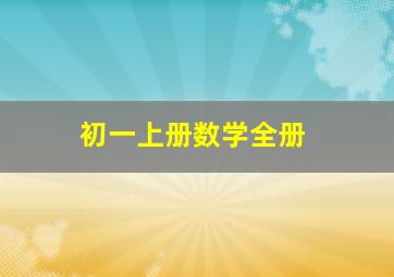 初一上册数学全册