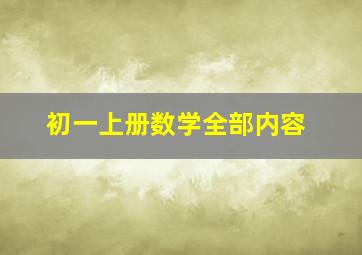 初一上册数学全部内容