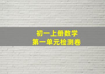 初一上册数学第一单元检测卷