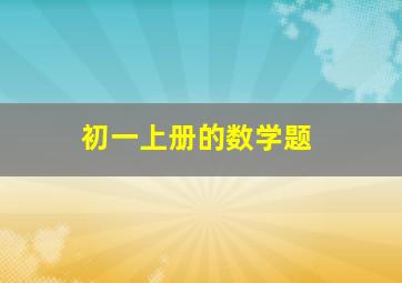 初一上册的数学题