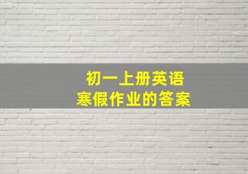 初一上册英语寒假作业的答案