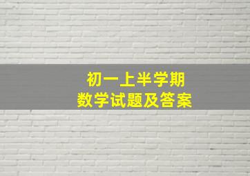 初一上半学期数学试题及答案